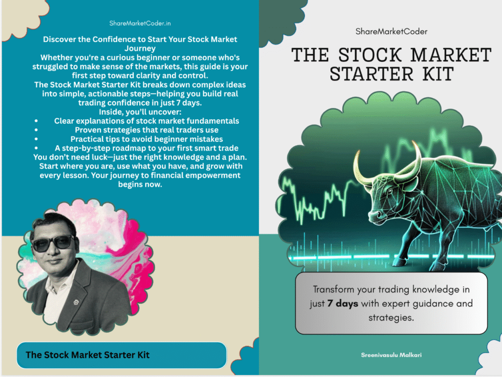 Cover of the book “The Stock Market Starter Kit: Learn to Trade Smart in 7 Days” — a beginner-friendly guide to understanding and trading in the stock market. sreenivasulu malkari