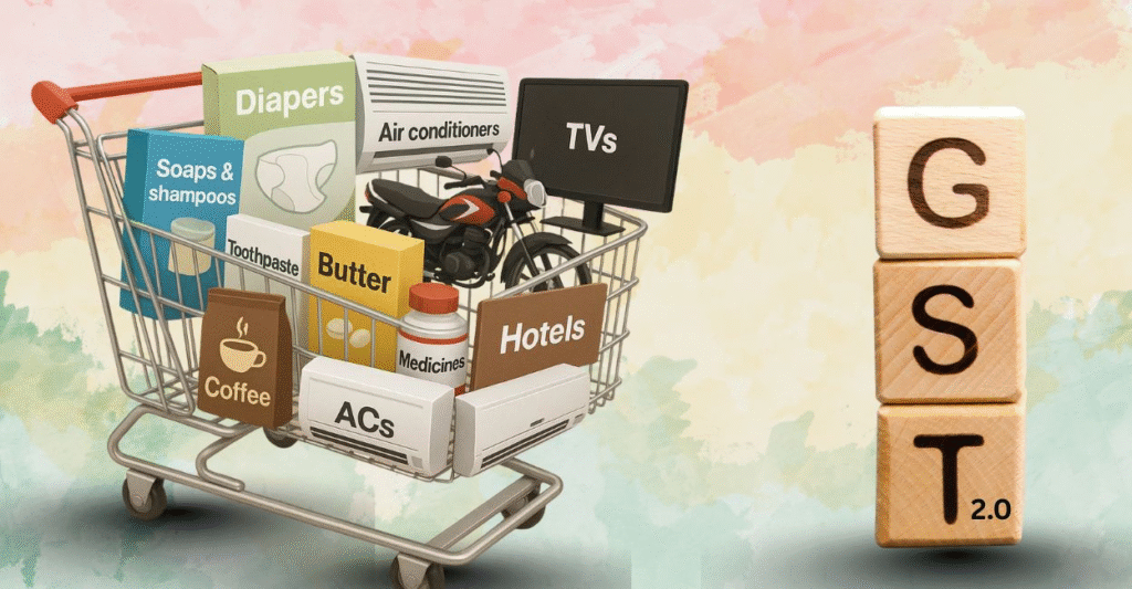 GST 2.0 Explained: What’s Cheaper in India From Navratri 2025

From Paneer to Cars: How GST 2.0 Will Save You Thousands

GST 2.0 Savings Festival: India’s New Tax Revolution Decoded

Essentials, Insurance & Cars: GST 2.0’s Real Impact on You

GST 2.0 Slab Changes: Winners, Losers, and What’s Next